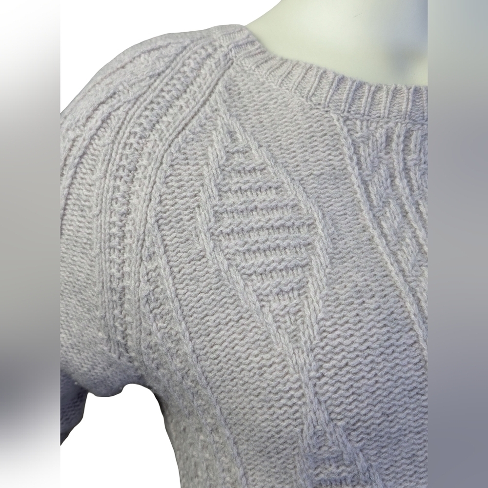Madewell Merino Wool Cable Knit Sweater Back Zip Palisade Medium - Picture 4 of 9